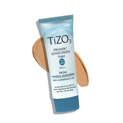 TiZO3 Facial Mineral Sunscreen and Primer, Tinted Broad Spectrum SPF 40 with Antioxidants, Sheer ... | Amazon (US)
