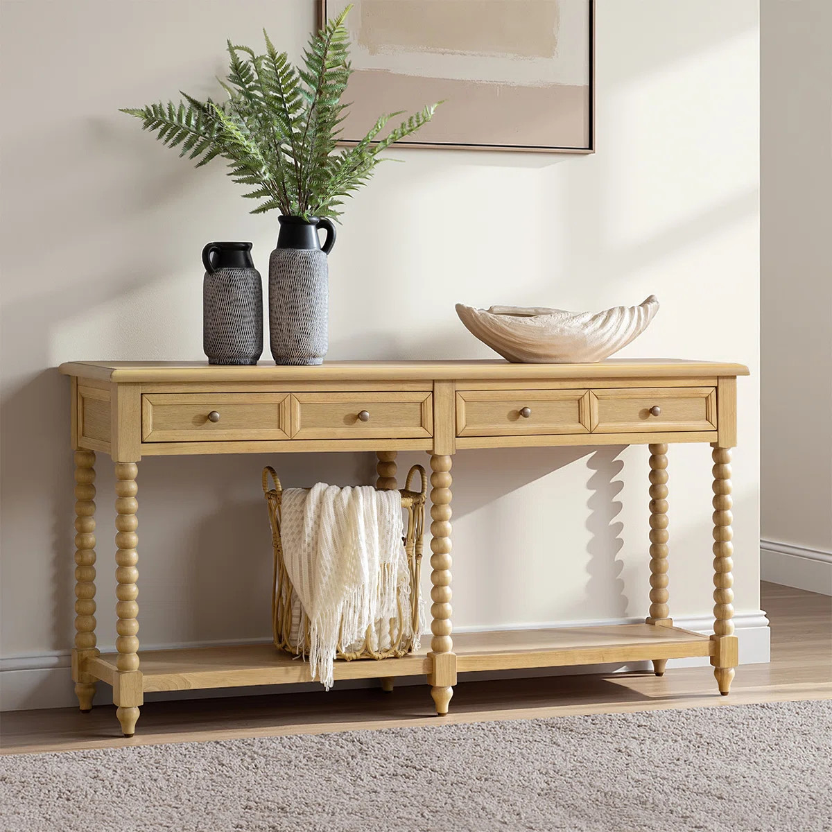 Aristidh 60"W Farmhouse Modern 2-Drawer Solid Wood Base Console Table | Wayfair North America