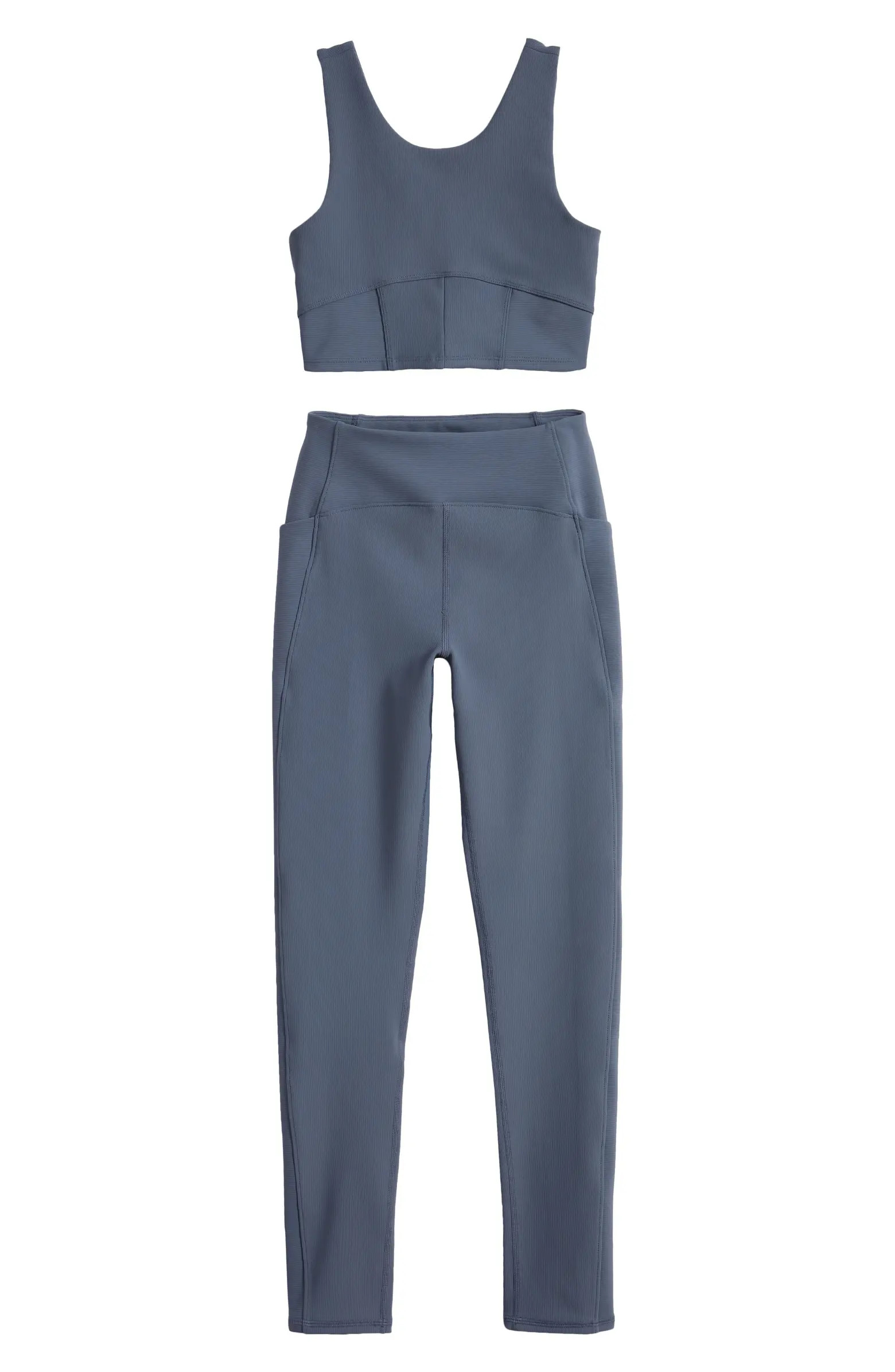 Zella Girl Kids' Luxe Rib Sports Bra & Pocket Leggings Set | Nordstrom | Nordstrom