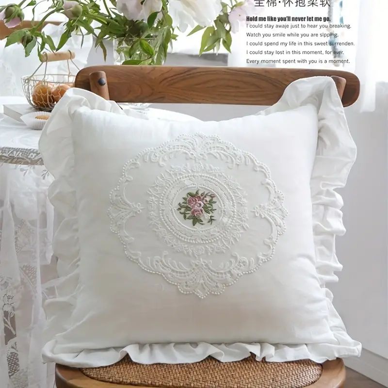 Rustic Embroidery Polyester Throw Pillow Case French Ruffle - Temu Canada | Temu Affiliate Program