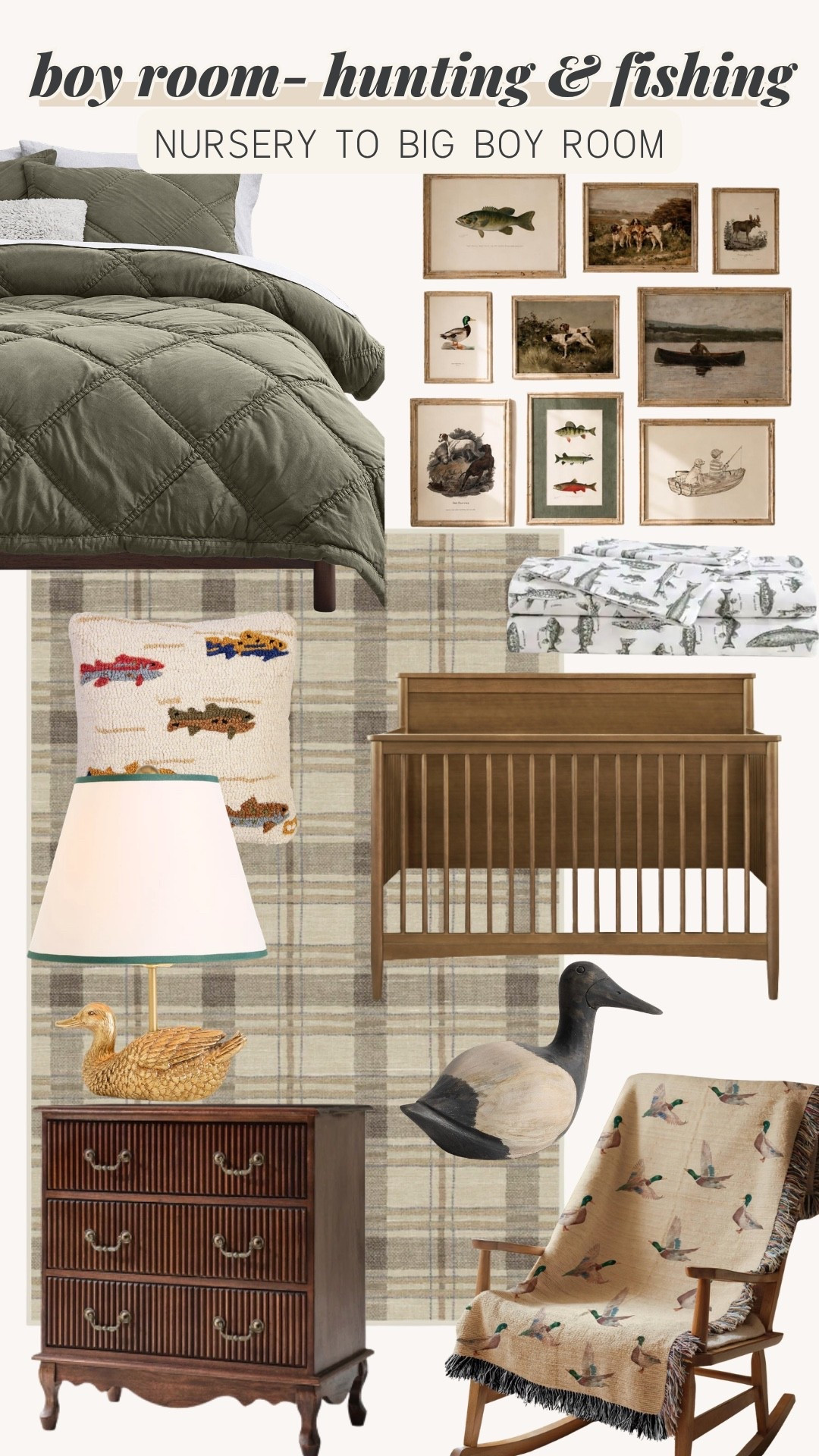 hunting boy room, fishing boy room, outdoor themed bedroom, woodland bedroom, cabin decor, rustic kids room, boys bedroom, lodge style, forest themed room, adventure bedroom, camping decor, wildlife decor, fishing decor, hunting decor, deer decor, bear decor, moose decor, duck decor, woodland animals, rustic bedding, camouflage decor, plaid bedding, wood furniture, vintage lodge, cozy kids room, boys room ideas, nature inspired, cabin style, outdoor nursery, kids room inspiration, bedroom decor, Wayfair, Amazon home, rustic home decor, timeless boys room
