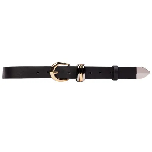 BLACK SUEDE STUDIO Ring Belt in Black Leather /Silver + Gold at Nordstrom, Size Medium | Nordstrom