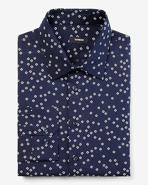Slim Floral Print Stretch 1MX Dress Shirt | Express