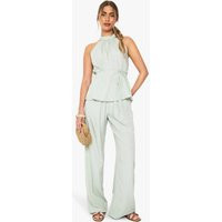 Womens Halterneck Palazzo Co-Ord - Green - 8 | boohoo (US & Canada)
