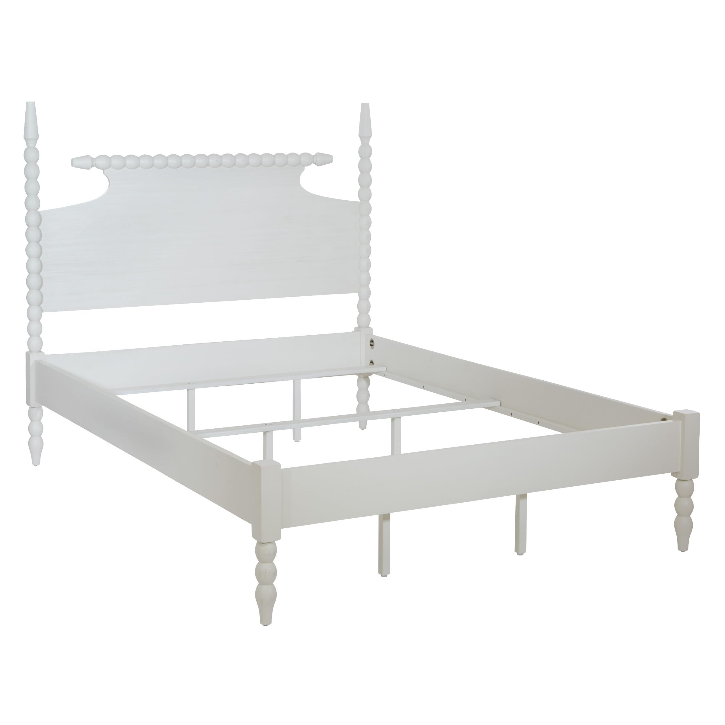 OSP Home Furnishings Spindle Design Cottage Style Bed Frame with Headboard, Footboard, Side Panels and Slats, 87.25 x 80.5 inches, Sandcastle Antique White Finish, King Size | Amazon (US)