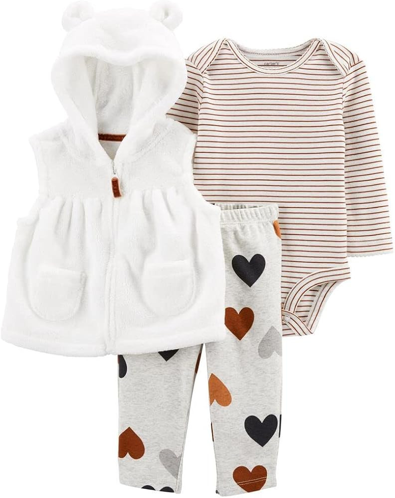 Carter's Baby Girls' 3 Piece Vest Little Jacket Set | Amazon (US)