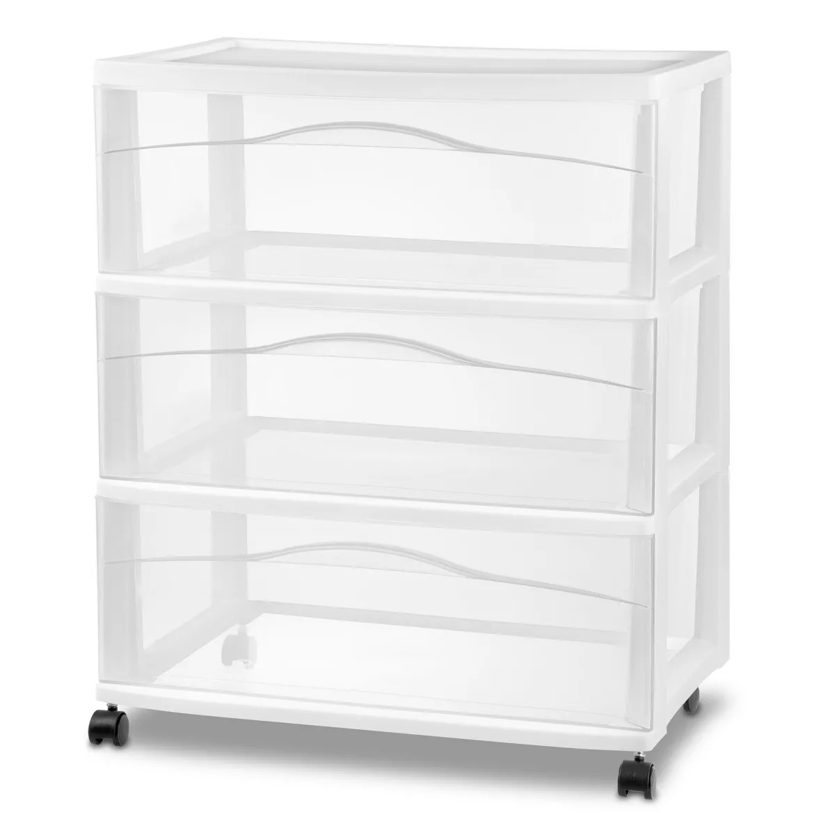 3 Drawer Wide Cart White - Brightroom™: Plastic Storage Drawers, Utility Cart with Casters, Por... | Target