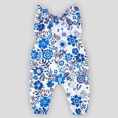 Lamaze Baby Girls' Organic Cotton Floral Romper - Blue | Target