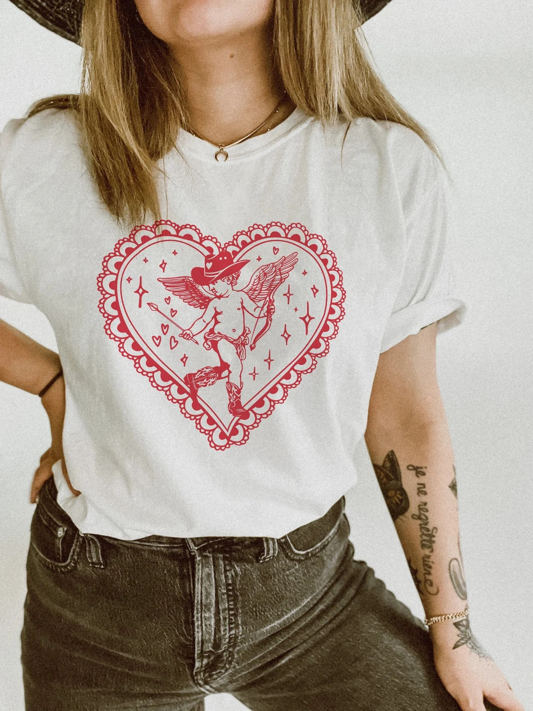 Cupid Shirt Comfort Colors Cherub Shirt Coquette Top Western Valentine Coquette Crewneck Valentin... | Etsy (US)