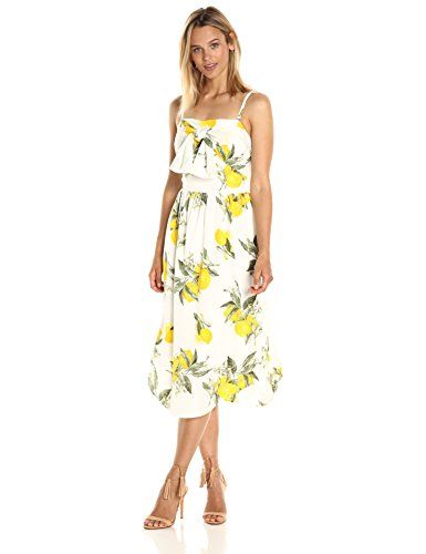 MOON RIVER Women's Lemon Print Midi Dress | Amazon (US)