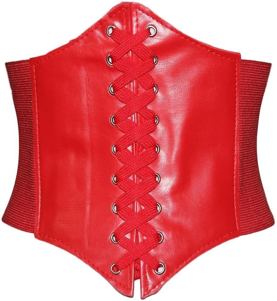 Womens Faux Leather Steampunk Sexy Underbust Corset Belt Bustier | Amazon (US)