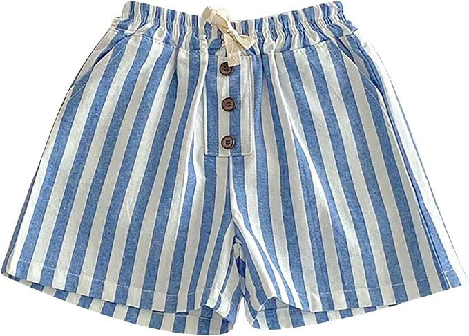 Classic Shorts for Boys Thin Cotton Stripe Elastics Waist Casual Summer Toddler Shorts Lightweigh... | Amazon (US)
