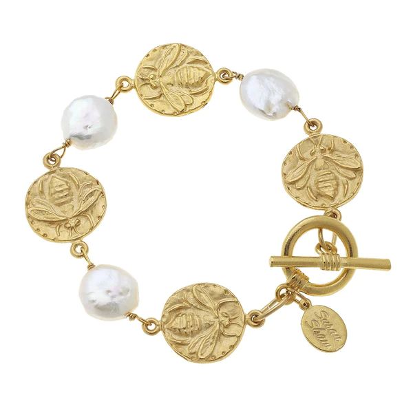 Bee + Coin Pearl Bracelet | Susan Shaw