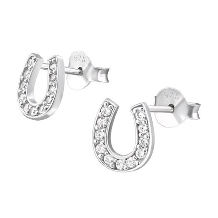Agora Jewels Horseshoe with CZ 925 Sterling Silver Charm Stud Earrings for Women Girls Jewelry Gift for Her Mother Wife etc. | Walmart (US)