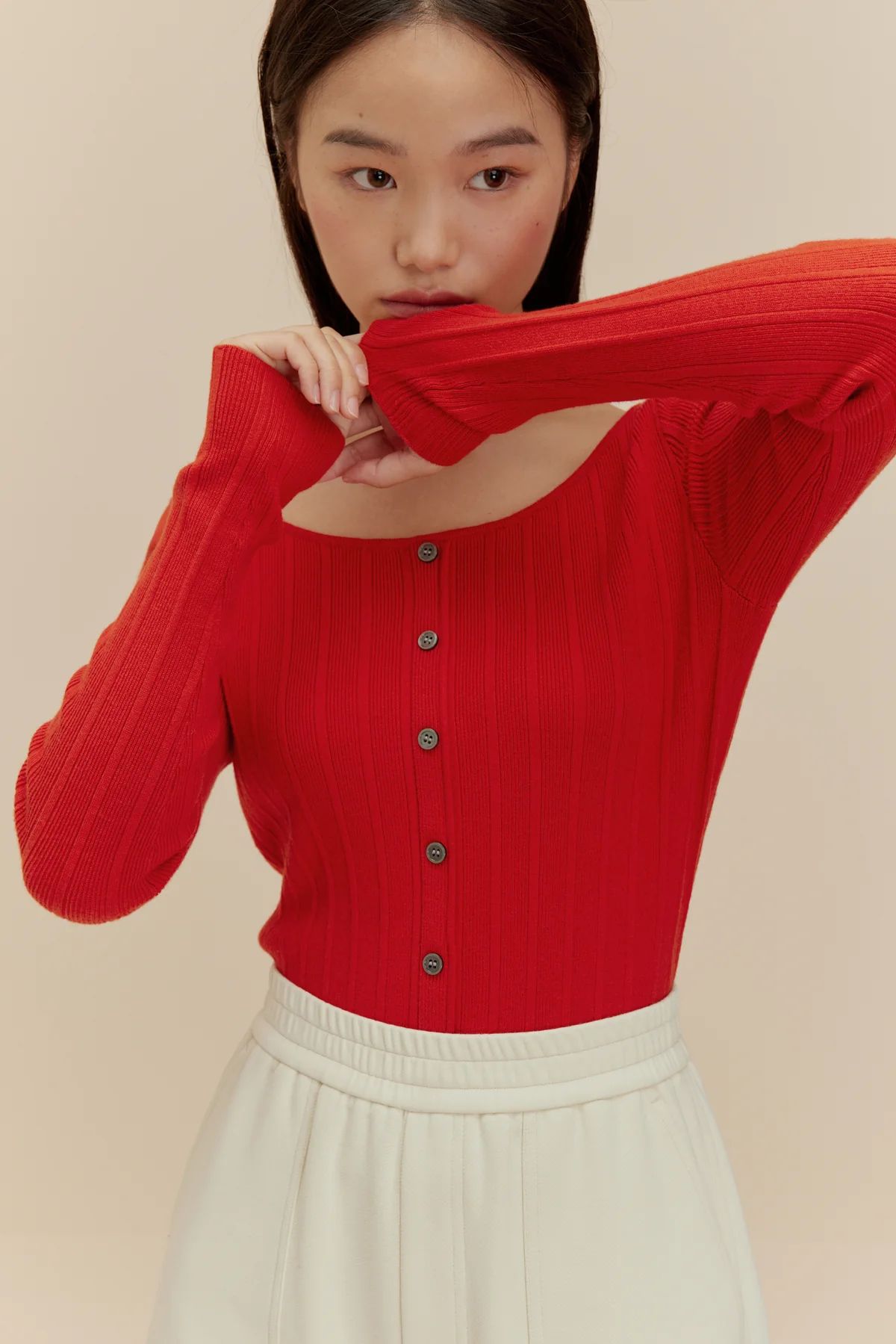 Knitted Ribbed Cardigan | NEIWAI