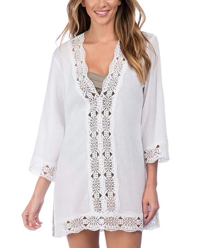 Island Fare Cotton Crochet-Trim Tunic | Macys (US)