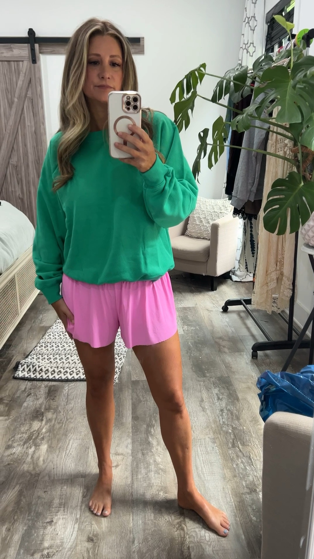 Comfy and cute! Loving these flutter shorts with a phone pocket and the softest green sweatshirt! Grab yours at a discount during the Black Friday Sale!
#casualoutfit #fashiondeal #amazonfinds #affordablestyle #CreatorFavorites2024

#LTKStyleTip #LTKCyberWeek #LTKSaleAlert