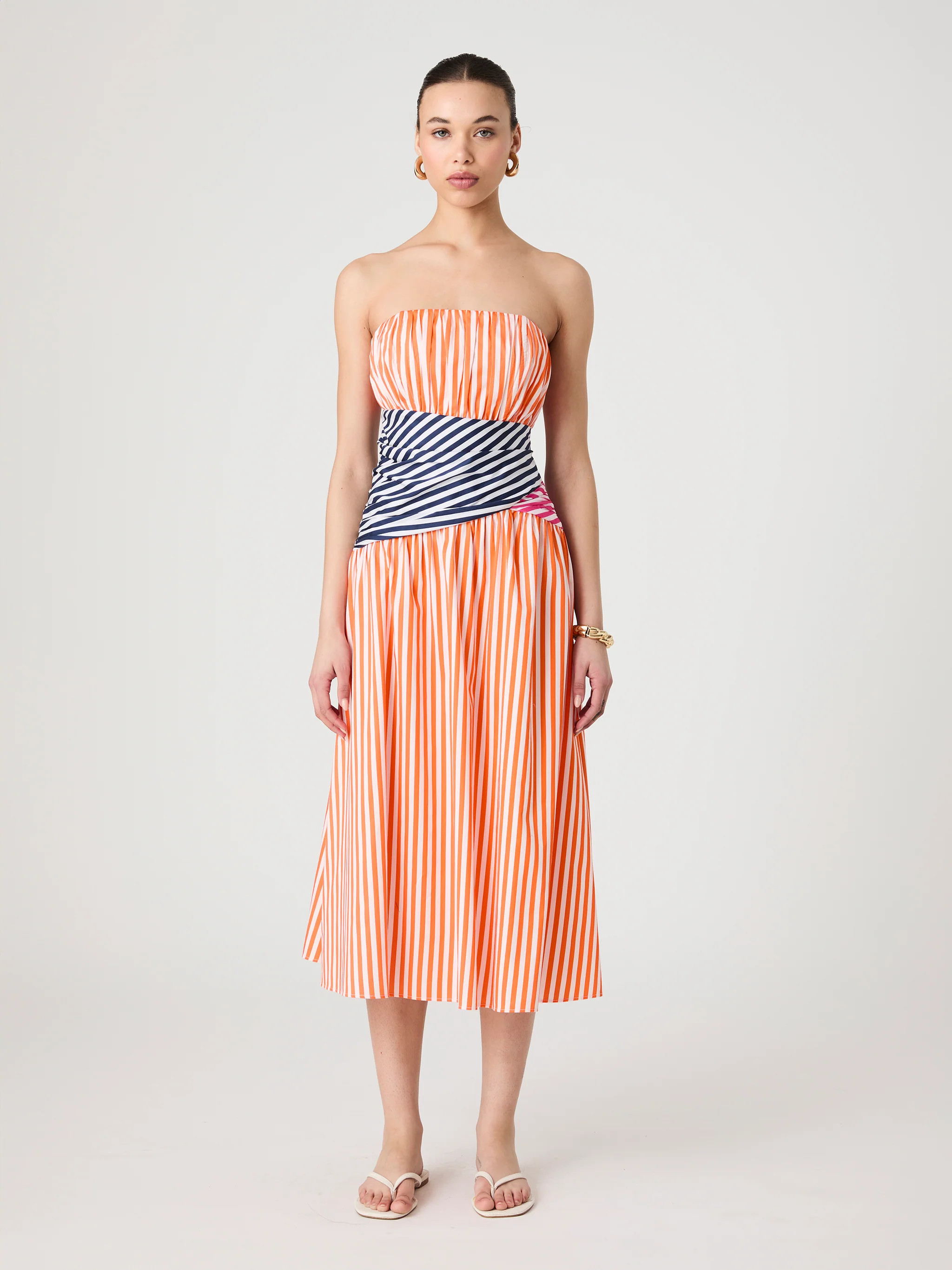 Alexis Stripe Strapless Midi Dress | French Connection (US)