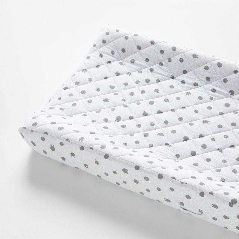 Modern Organic Heathered Jersey Grey Animal Dot Baby Changing Pad Cover | Crate & Kids | Crate & Barrel