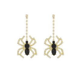 Gothic Shiny Rhinestone Spider Dangle Earrings for Goth Gatherings & Club Nights | Chicwish