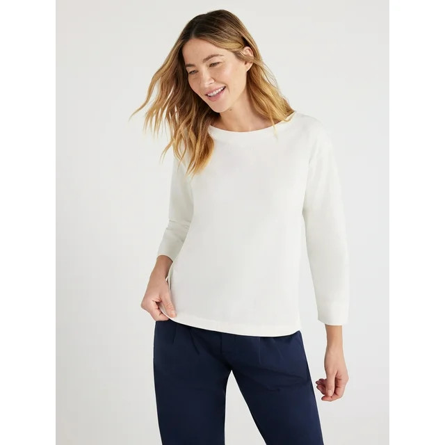 Free Assembly Women’s Boatneck Tee with Long Sleeves, Sizes XS-XXL | Walmart (US)