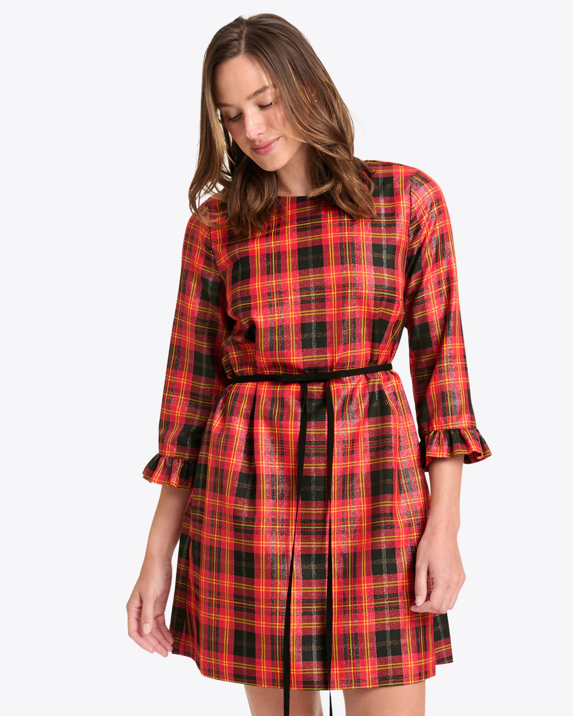 Jessie Shift Dress in Caroline Shimmer Plaid | Draper James (US)