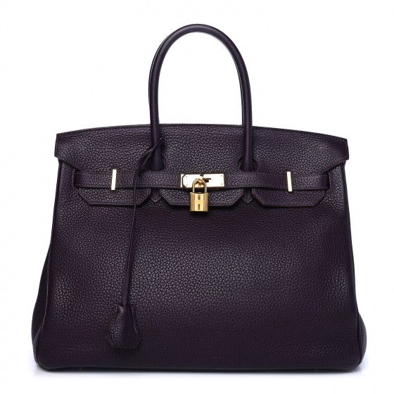 HERMES Taurillon Clemence Birkin 35 Raisin | Fashionphile