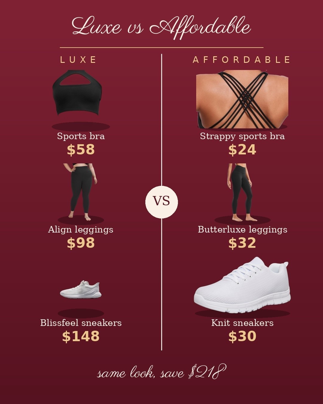 LUXE vs AFFORDABLE ✨💪 Lululemon workout set: $284… or the SAME look from Amazon for $86?! Buttery leggings, strappy bra, cute white sneakers — save $198 and thank me later 😏 Which one are you grabbing? 👀 #LTKactive #LTKunder50 #LTKfit #dupealert #amazonfinds