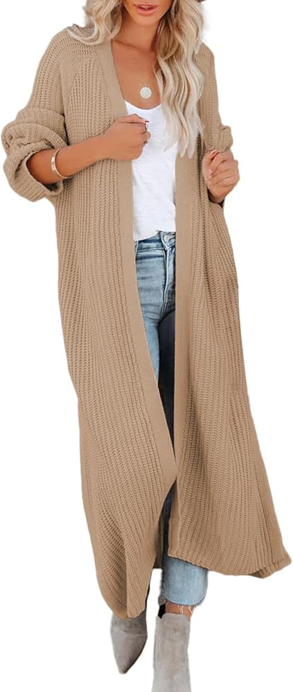 Women Oversized Open Front Long Sleeve Cardigans Fall Slouchy Knit Duster Cardigans Sweaters Coat... | Amazon (US)