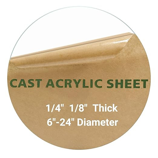 1 Pieces 1/4" Round Plexiglass Sheet, 11 Inch Diameter Clear Acrylic Circle, Round Cake Disk Acry... | Amazon (US)