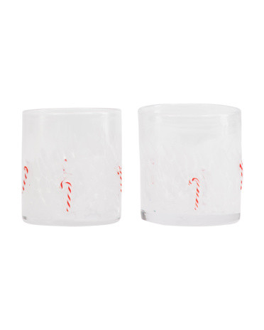 Set Of 2 Candy Cane Confetti Double Old Fashion Glasses | Kitchen & Dining Room | Marshalls | Marshalls