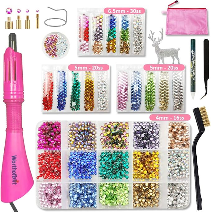 Hotfix Rhinestone Applicator Tool, Bedazzle Kit with Rhinestones, Bigger Gems Hot Fix Wand Crysta... | Amazon (US)
