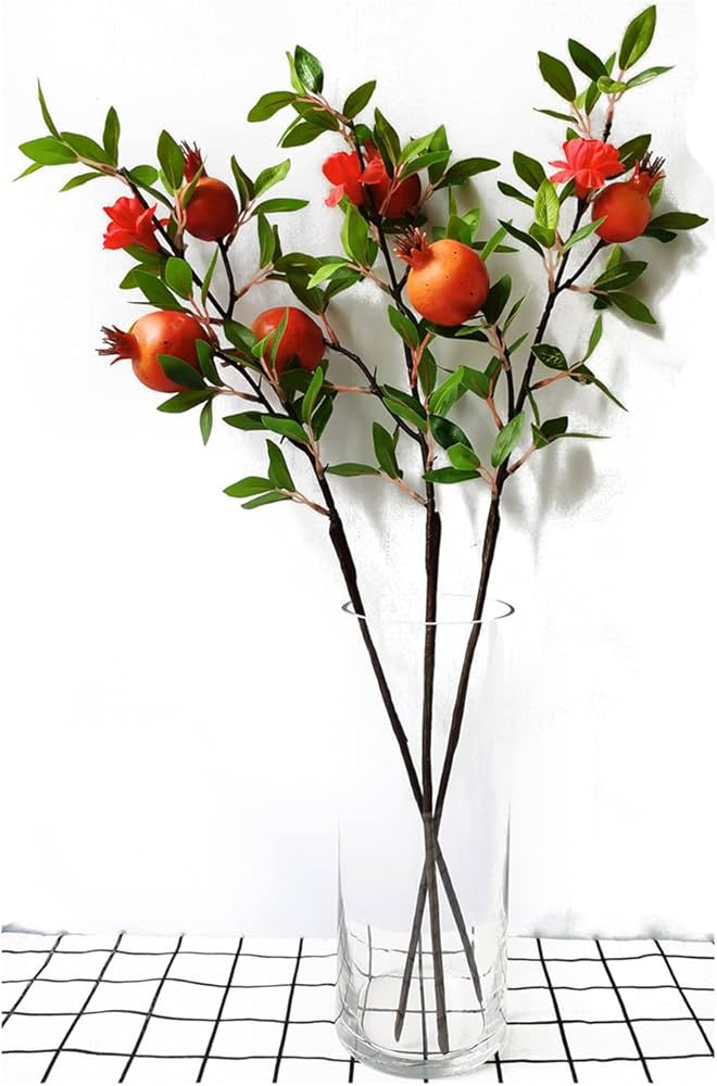 3 Pcs Artificial Pomegranate Branches Fake Pomegranate Flowers Home Hotel Office Garden Decor 23.... | Amazon (US)