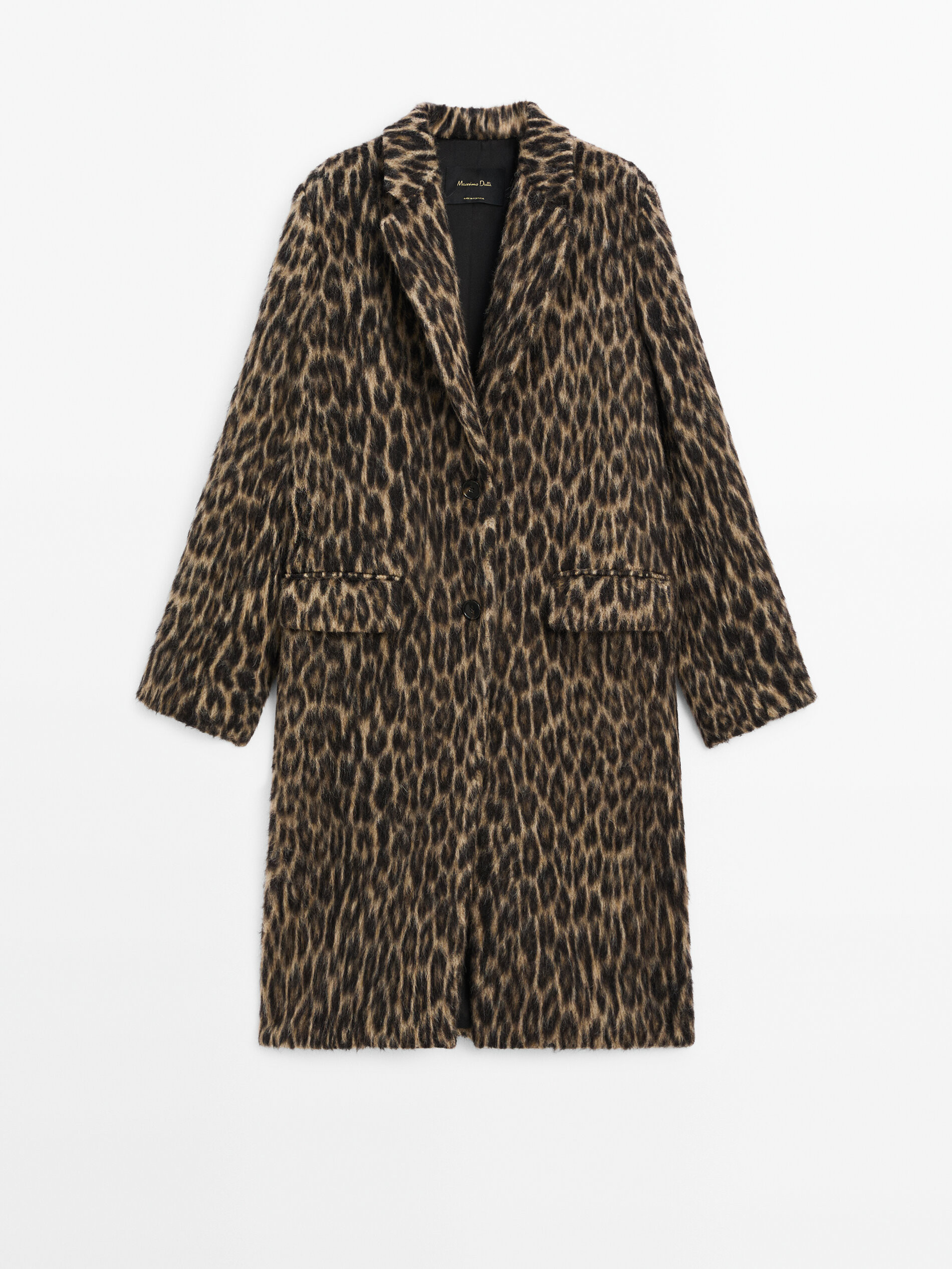 Long textured animal print coat | Massimo Dutti US