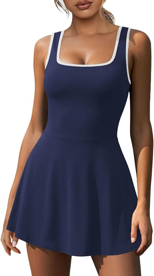NIASHOT Women's Athletic Dress with Built-in Shorts & Pockets Workout Tennis Golf Active Wear U N... | Amazon (US)