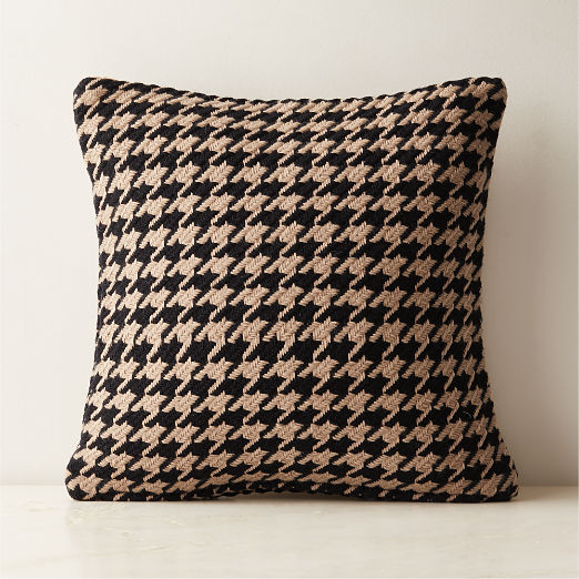 Drew Black and Cream Houndstooth Wool and Cotton Throw Pillow Cover 20"x20" + Reviews | CB2 | CB2
