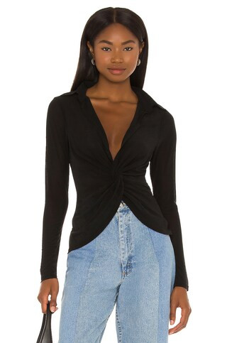 superdown Deja Twist Front Top in Black from Revolve.com | Revolve Clothing (Global)