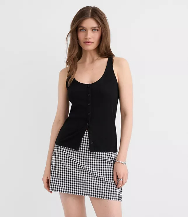 Scalloped Pointelle Button Tank Top | LOFT