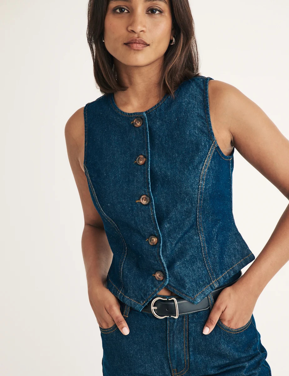 Dark Wash Denim Waistcoat | Nobody's Child