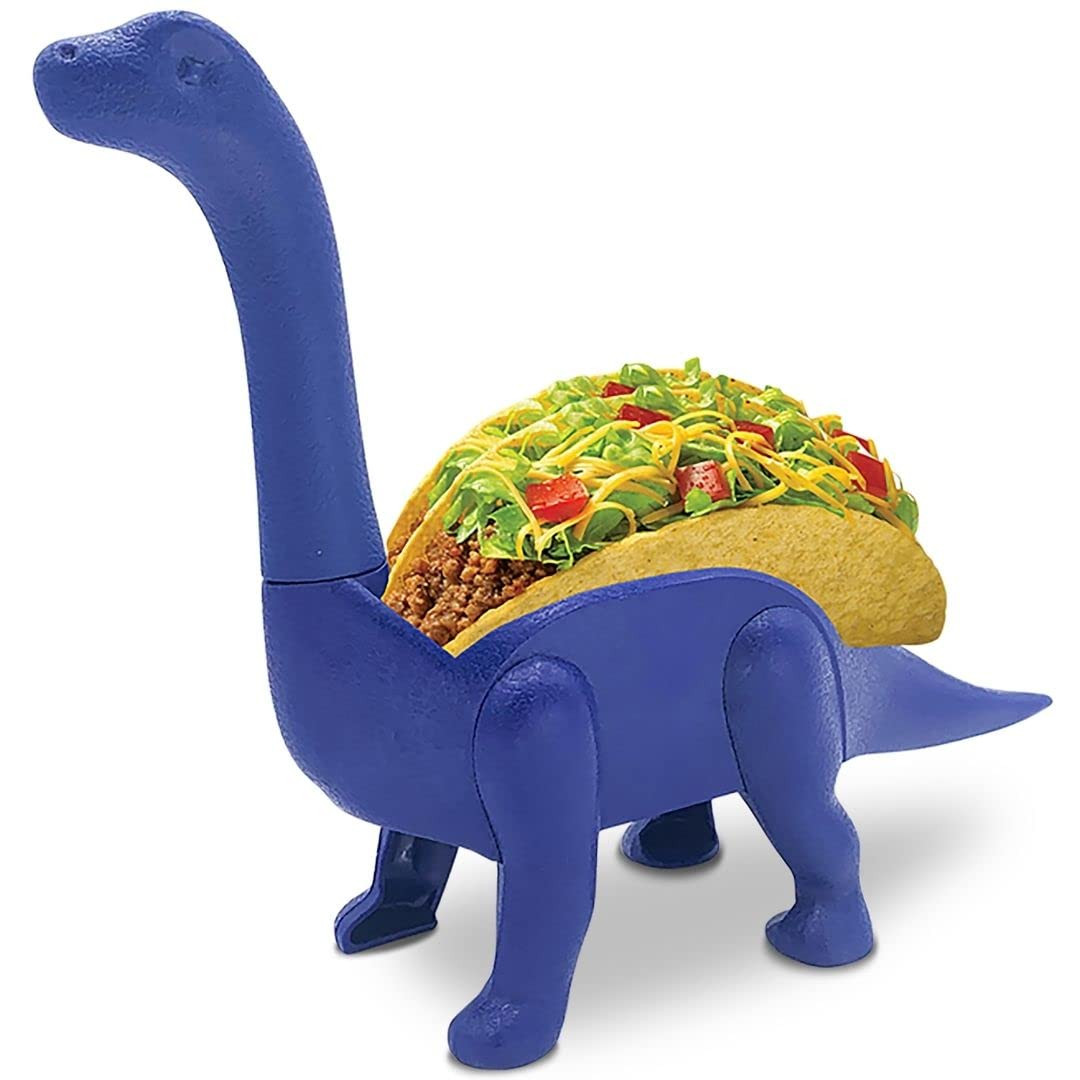 Dinosaur Taco Holder for Kids, Blue Brontosaurus Dino Plate Serving Tray Stand Holds 2 Shells for... | Amazon (US)