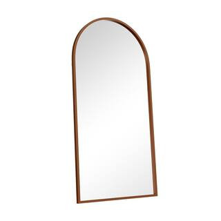 Lirago 35 in. W x 71 in. H Arched Wood Frame Wall Mirror for Bedroom Living Room in Walnut HD-TJS... | The Home Depot