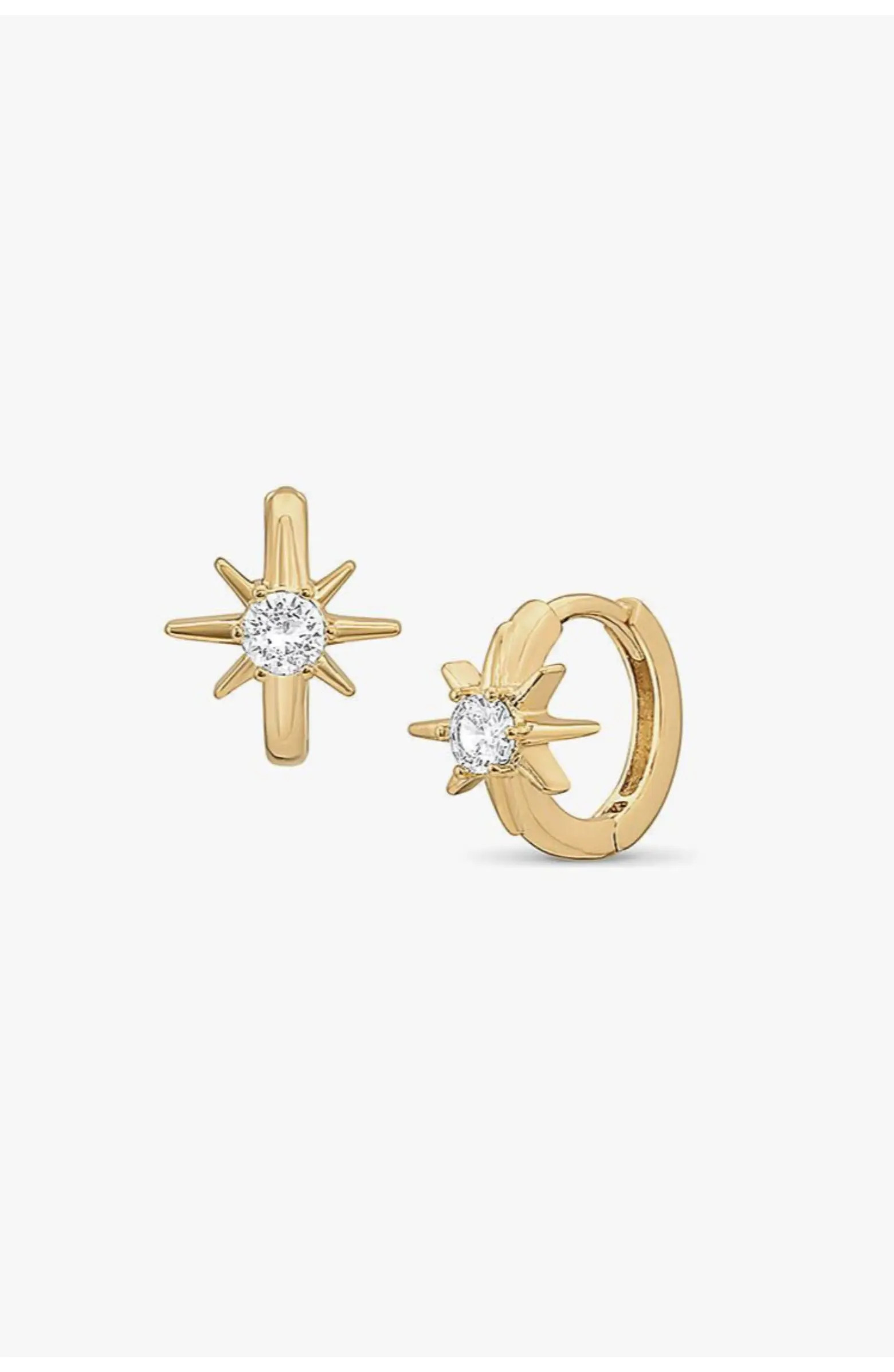 Bearfruit Jewelry 14k Gold Plated Pointed Star Huggies Minimalist Holiday Gift Idea | Nordstrom | Nordstrom