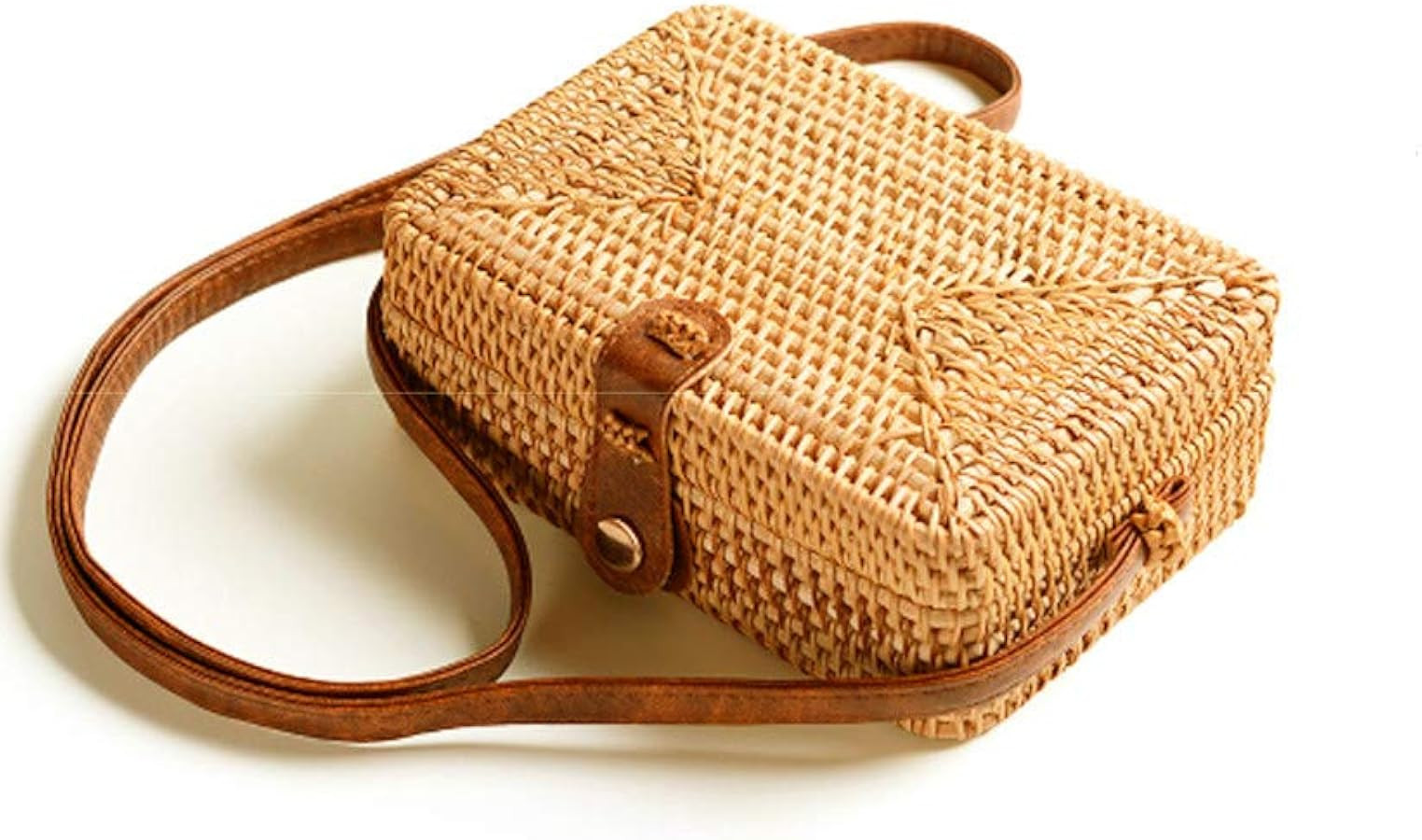 Handwoven Round Rattan Straw Bag Bali Crossbody Bag Summer Beach Boho Shoulder Bag Purse Cluthch ... | Amazon (UK)