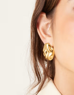 Abbott Lyon statement molten button stud earrings in 18k gold plated waterproof stainless steel |... | ASOS (Global)