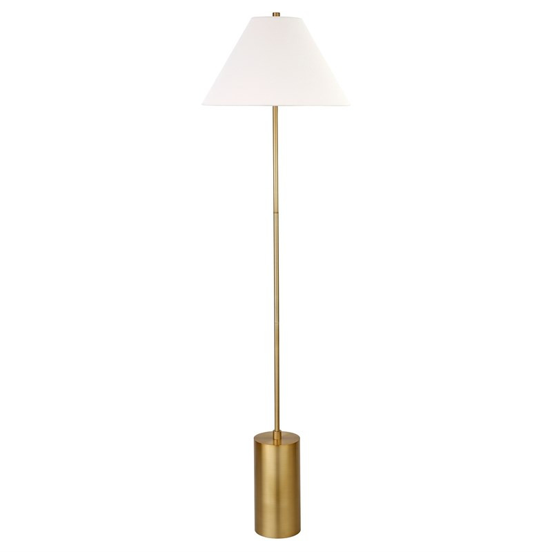 Henn&Hart 18" Brass Metal/Fabric Floor Lamp | Homesquare