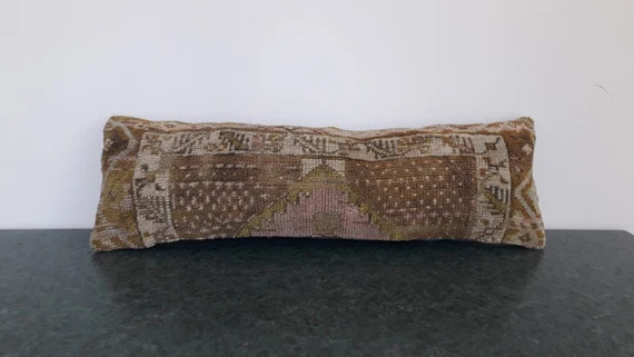 outdoor pillow ,Long Lumbar old pillow , 9'' x 30'' designer pillow , vintage rug pillow, handmad... | Etsy (US)