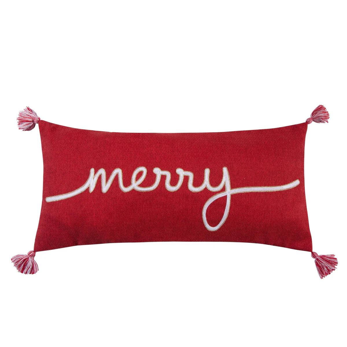 Spencer Plaid Merry Embroidered Pillow | Levtex Home