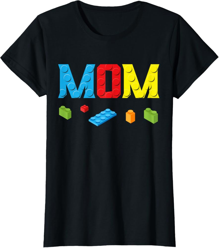 Mom Master Builder Building Bricks Blocks Family Set Parents T-Shirt Small | Amazon (US)