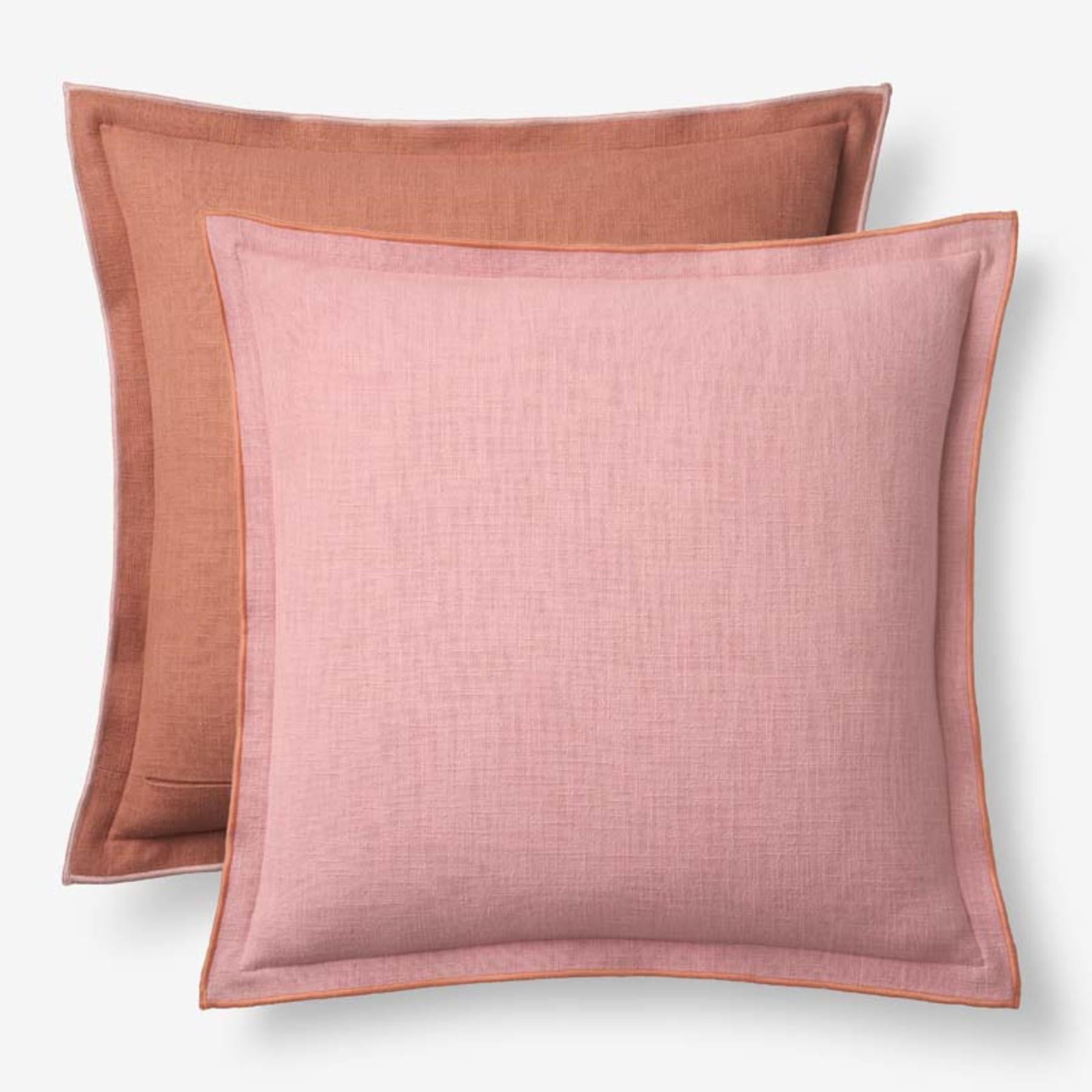 Multicolored with Flange Reversible Decorative Square Pillow Cover - Pink/Clay, 20 in. x 20 in. | The Company Store