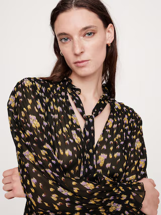 Georgette Ruffle Tie-Neck Top | Banana Republic (US)